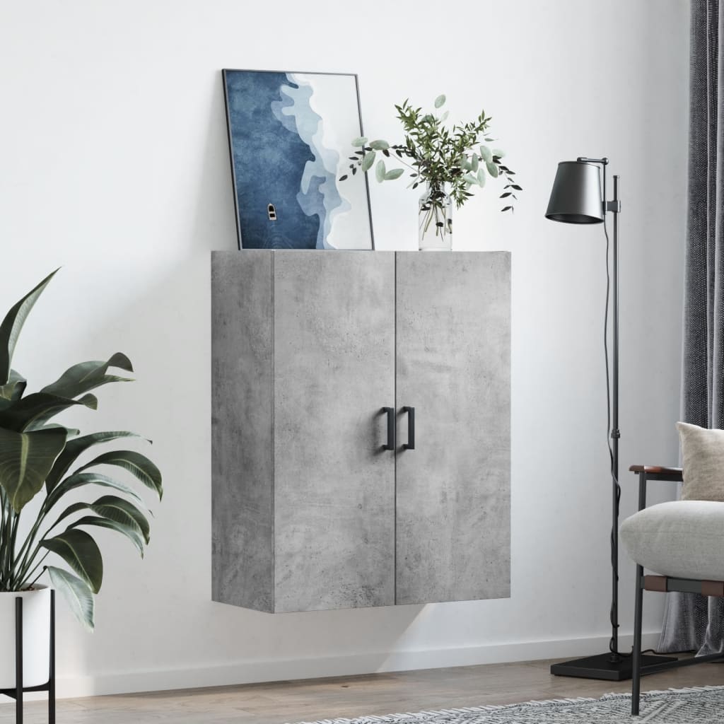 væghængt skab 69,5x34x90 cm konstrueret træ betongrå