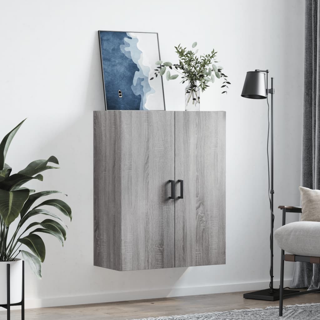 væghængt skab 69,5x34x90 cm konstrueret træ grå sonoma-eg
