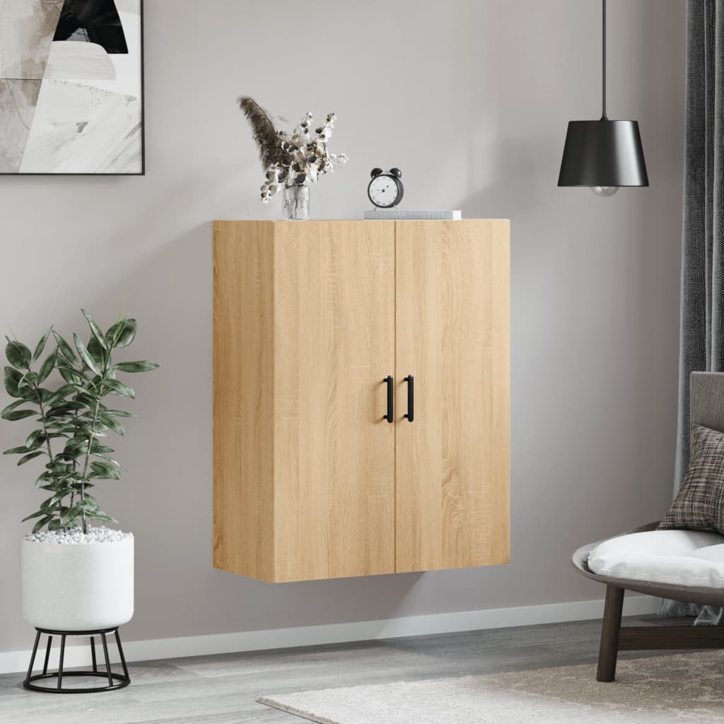 væghængt skab 69,5x34x90 cm konstrueret træ sonoma-eg