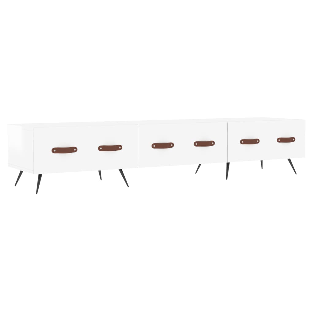 tv-bord 150x36x30 cm konstrueret træ hvid højglans