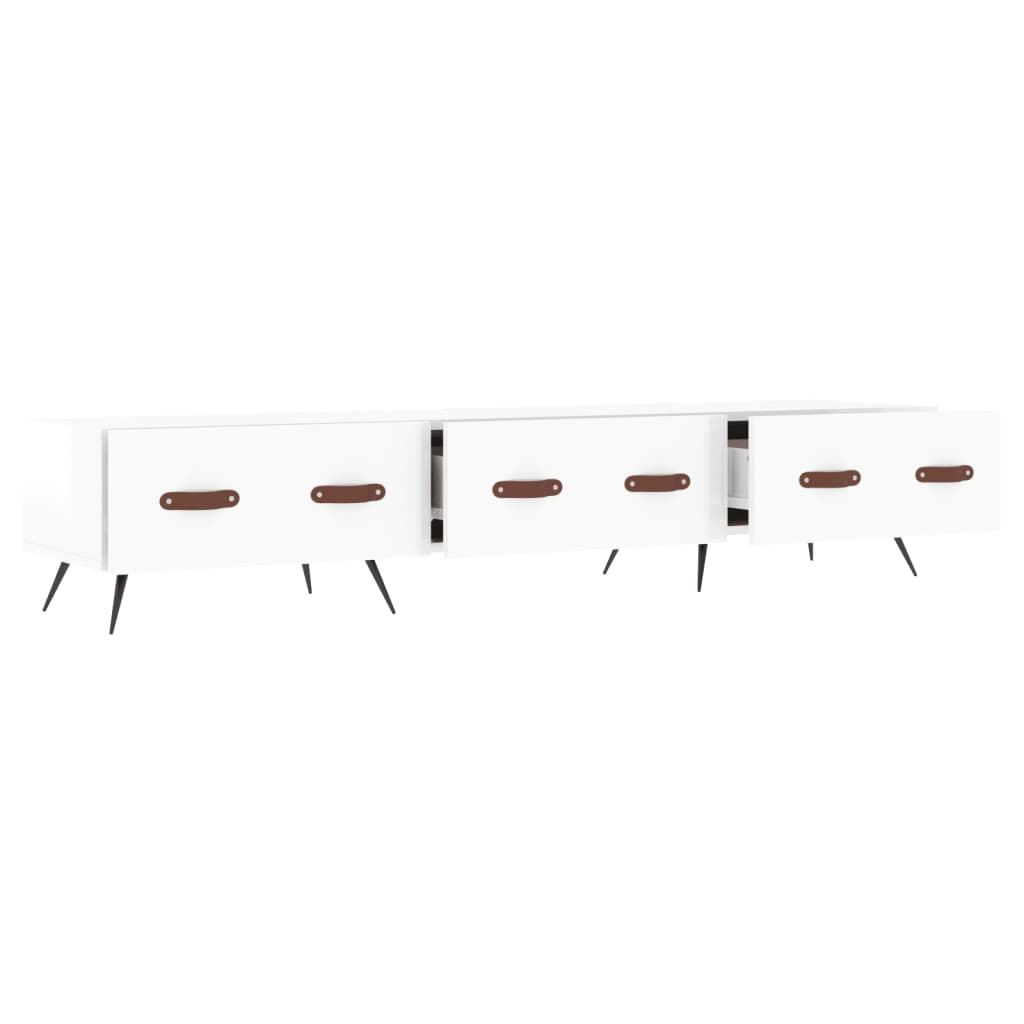 tv-bord 150x36x30 cm konstrueret træ hvid højglans