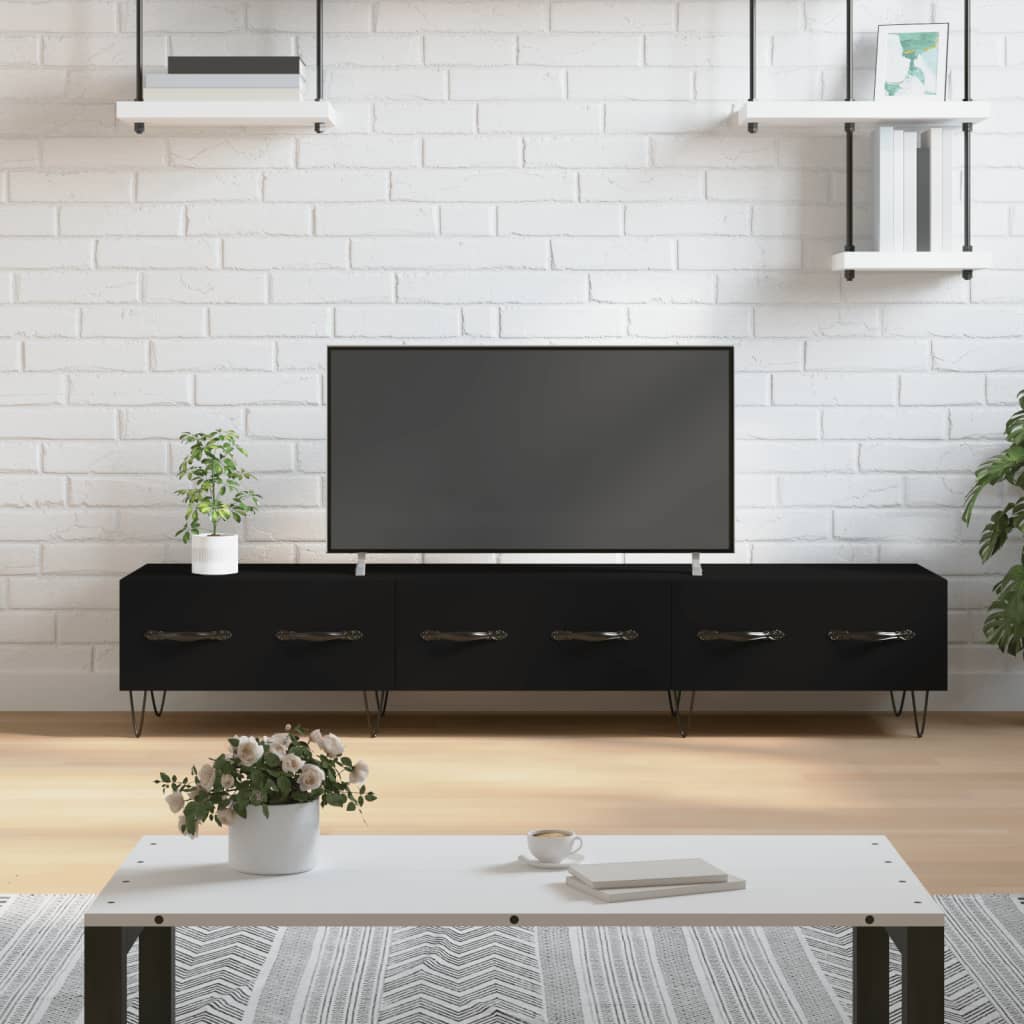 tv-bord 150x36x30 cm konstrueret træ sort