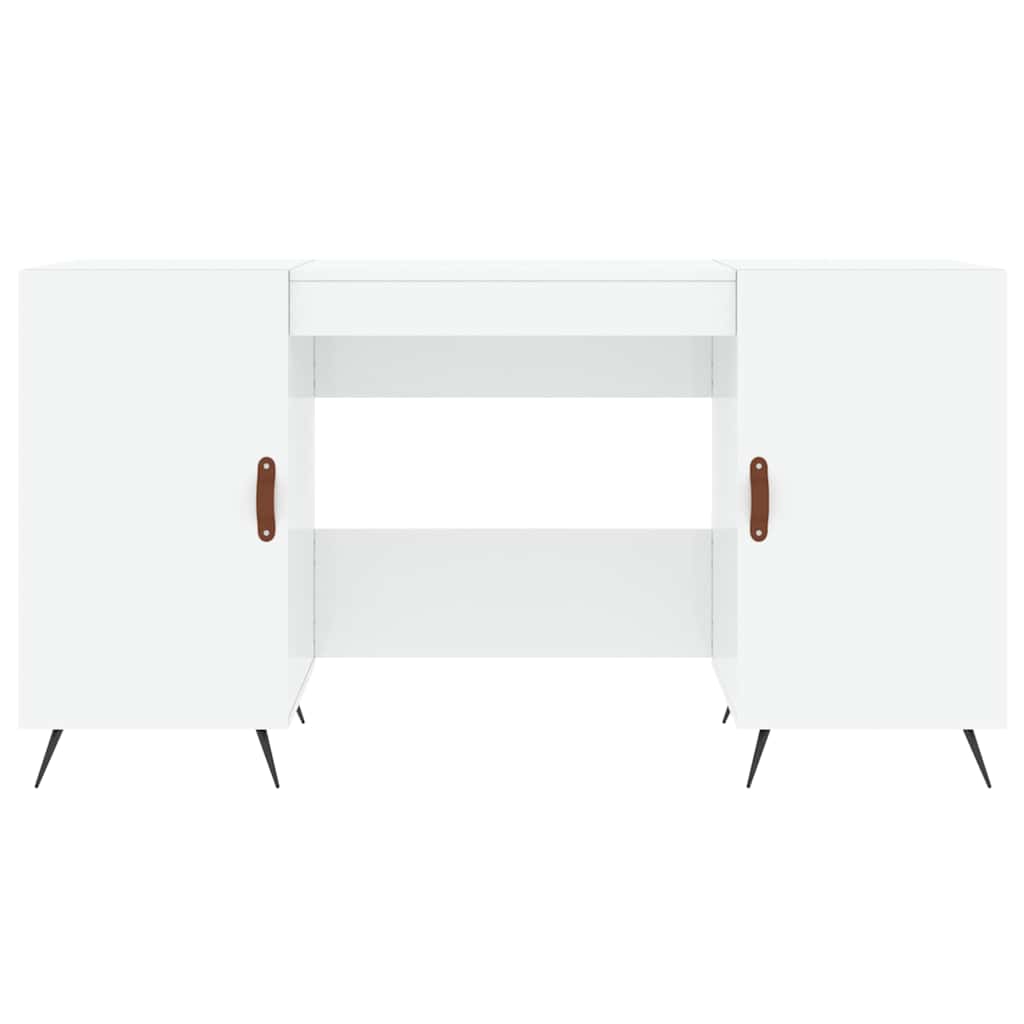 skrivebord 140x50x75 cm konstrueret træ hvid højglans