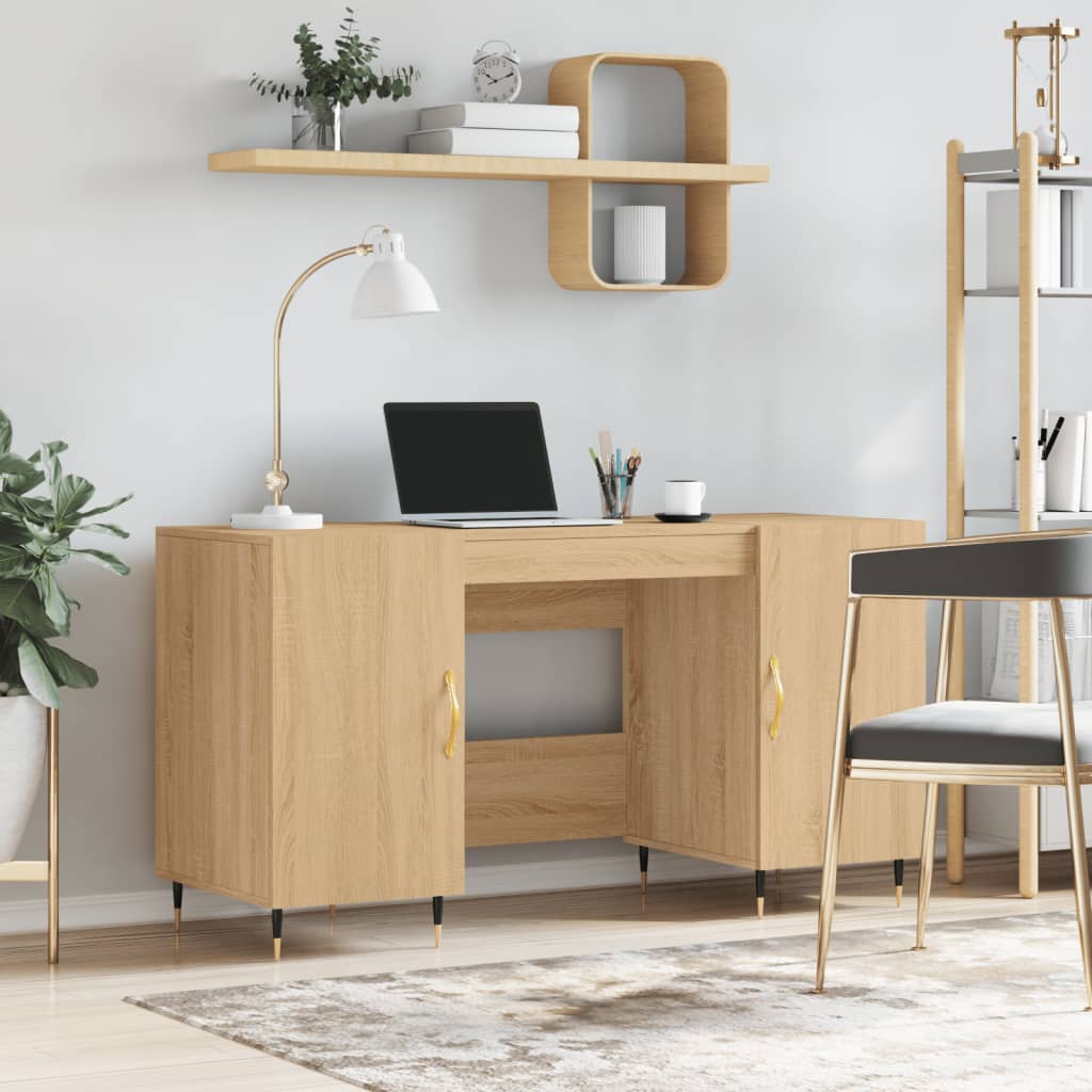 skrivebord 140x50x75 cm konstrueret træ sonoma-eg