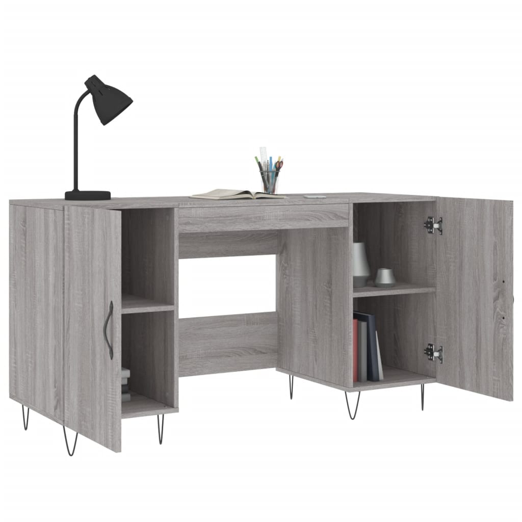 skrivebord 140x50x75 cm konstrueret træ grå sonoma-eg
