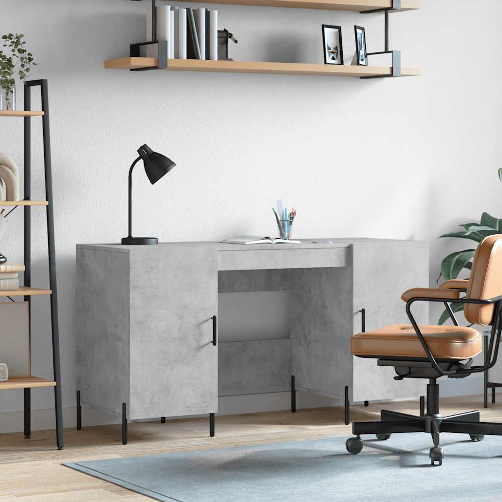 skrivebord 140x50x75 cm konstrueret træ betongrå