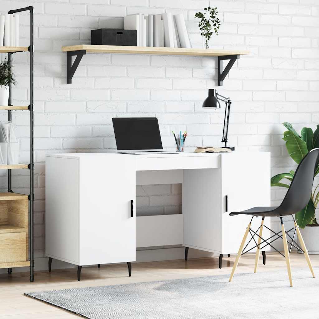 skrivebord 140x50x75 cm konstrueret træ hvid
