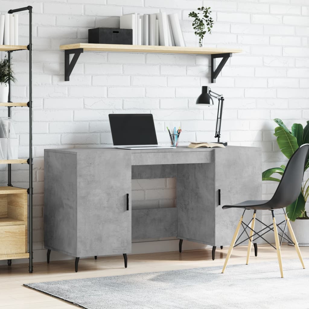 skrivebord 140x50x75 cm konstrueret træ betongrå