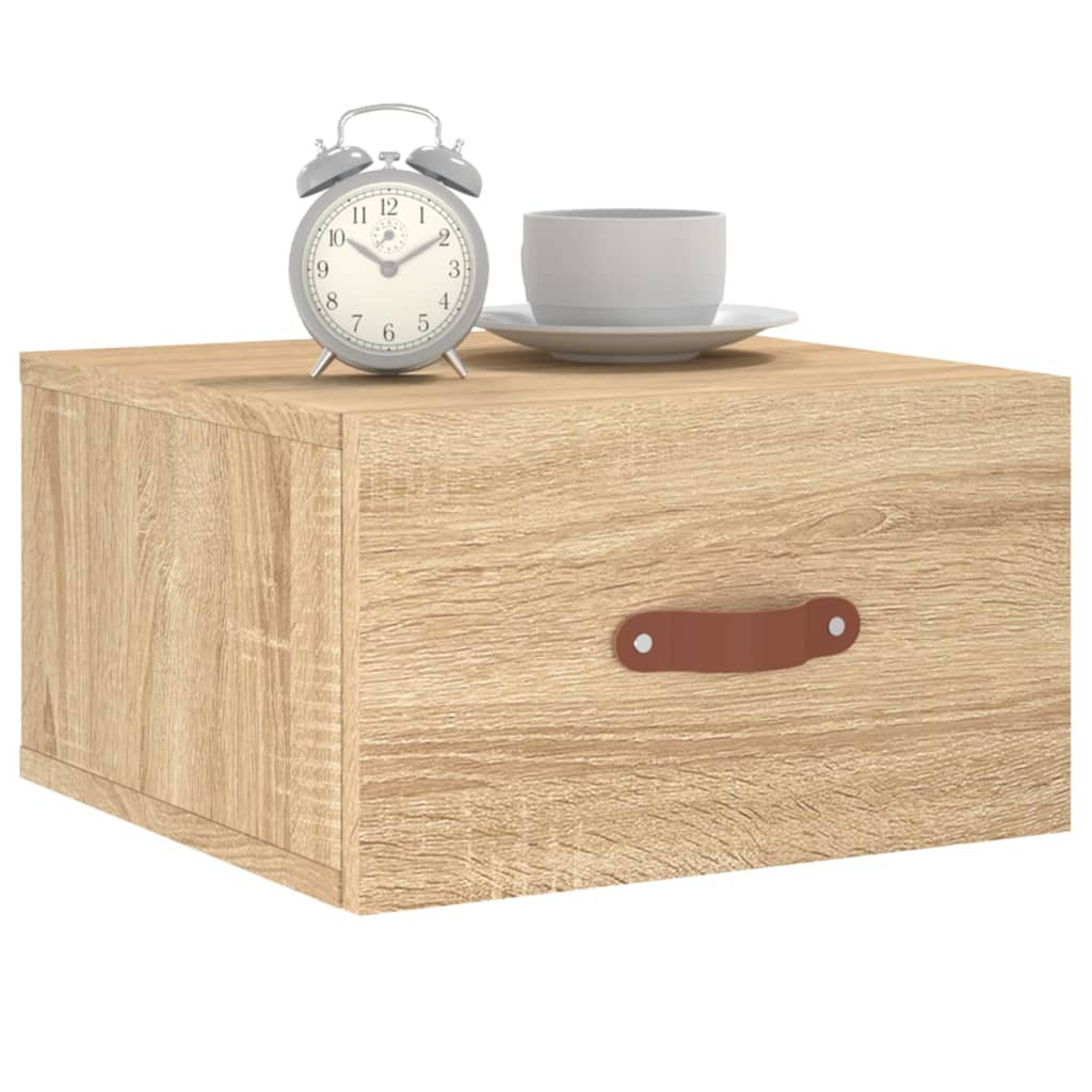 væghængt sengebord 35x35x20 cm sonoma-eg