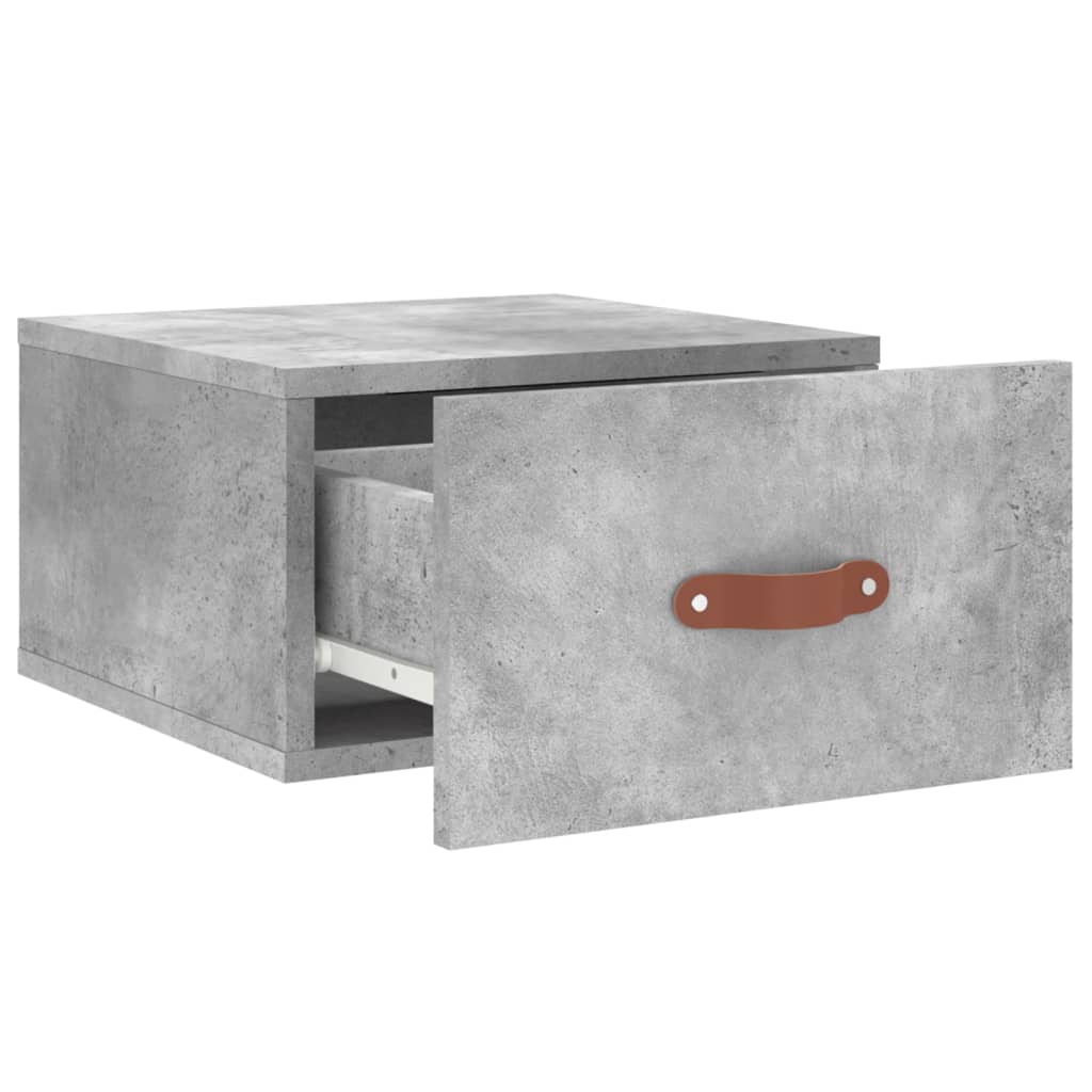 væghængt sengebord 35x35x20 cm betongrå