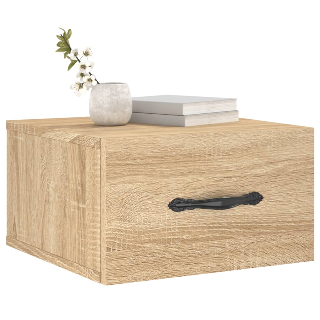 væghængt sengebord 35x35x20 cm sonoma-eg