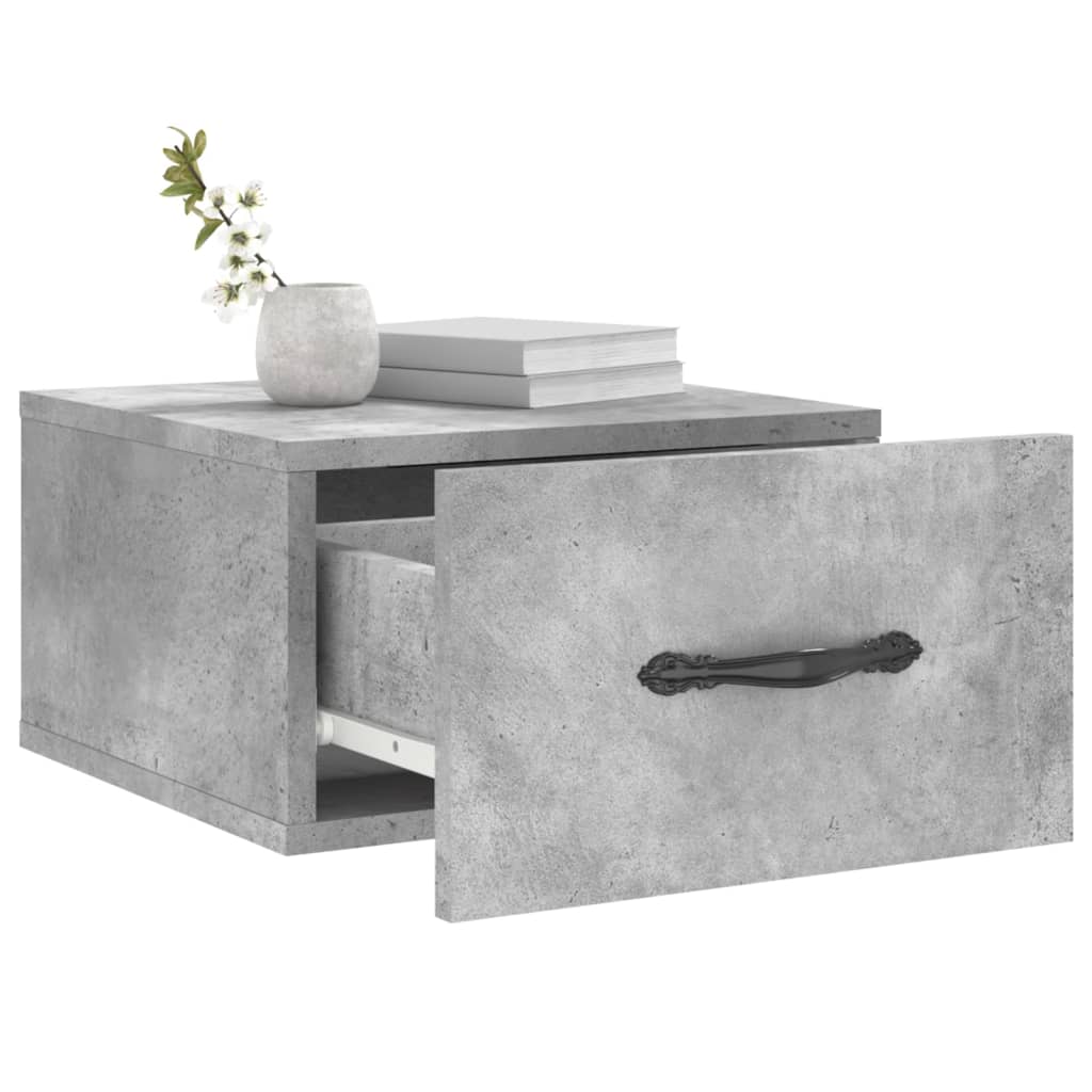 væghængt sengebord 35x35x20 cm betongrå