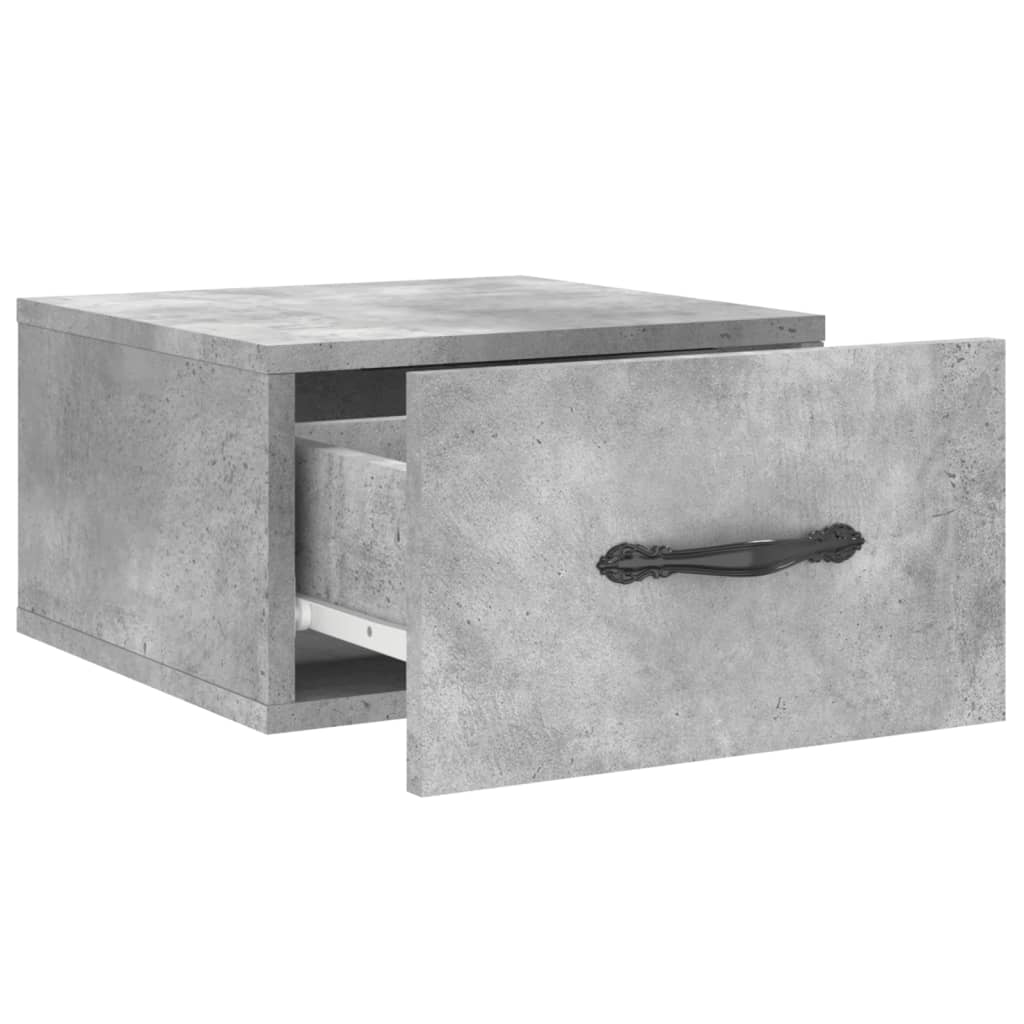 væghængt sengebord 35x35x20 cm betongrå