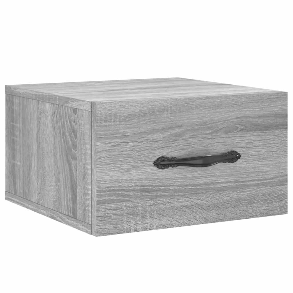 væghængt sengebord 35x35x20 cm grå sonoma-eg