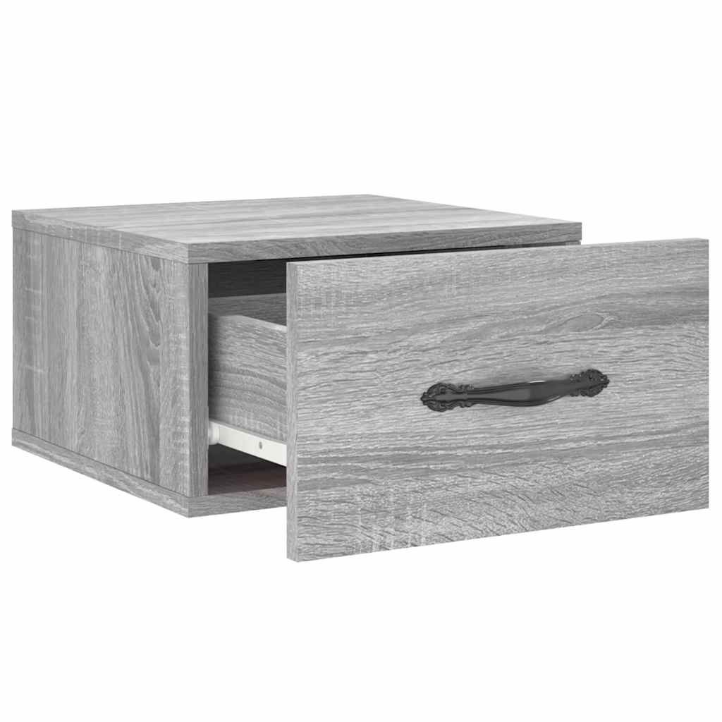 væghængt sengebord 35x35x20 cm grå sonoma-eg