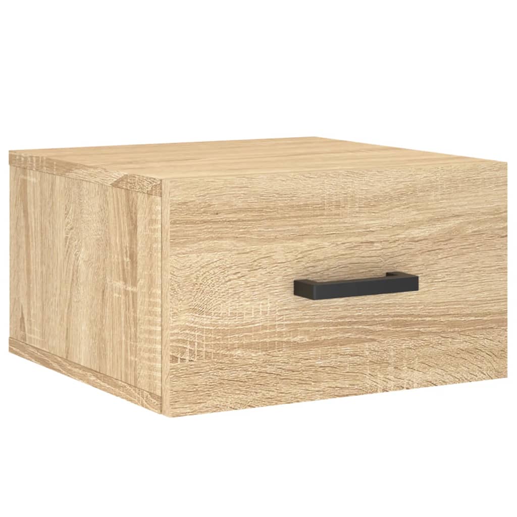 væghængte sengeborde 2 stk. 35x35x20 cm sonoma-eg