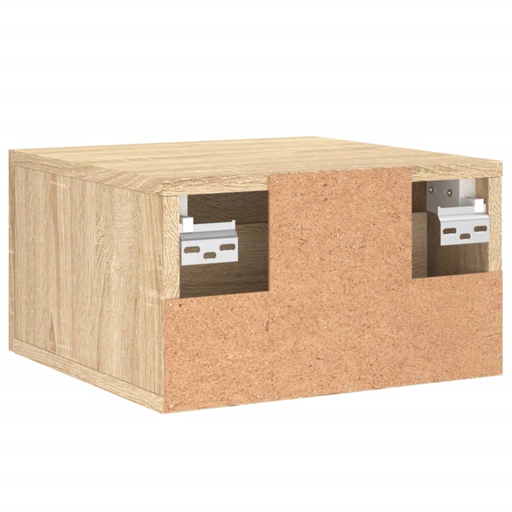 væghængte sengeborde 2 stk. 35x35x20 cm sonoma-eg