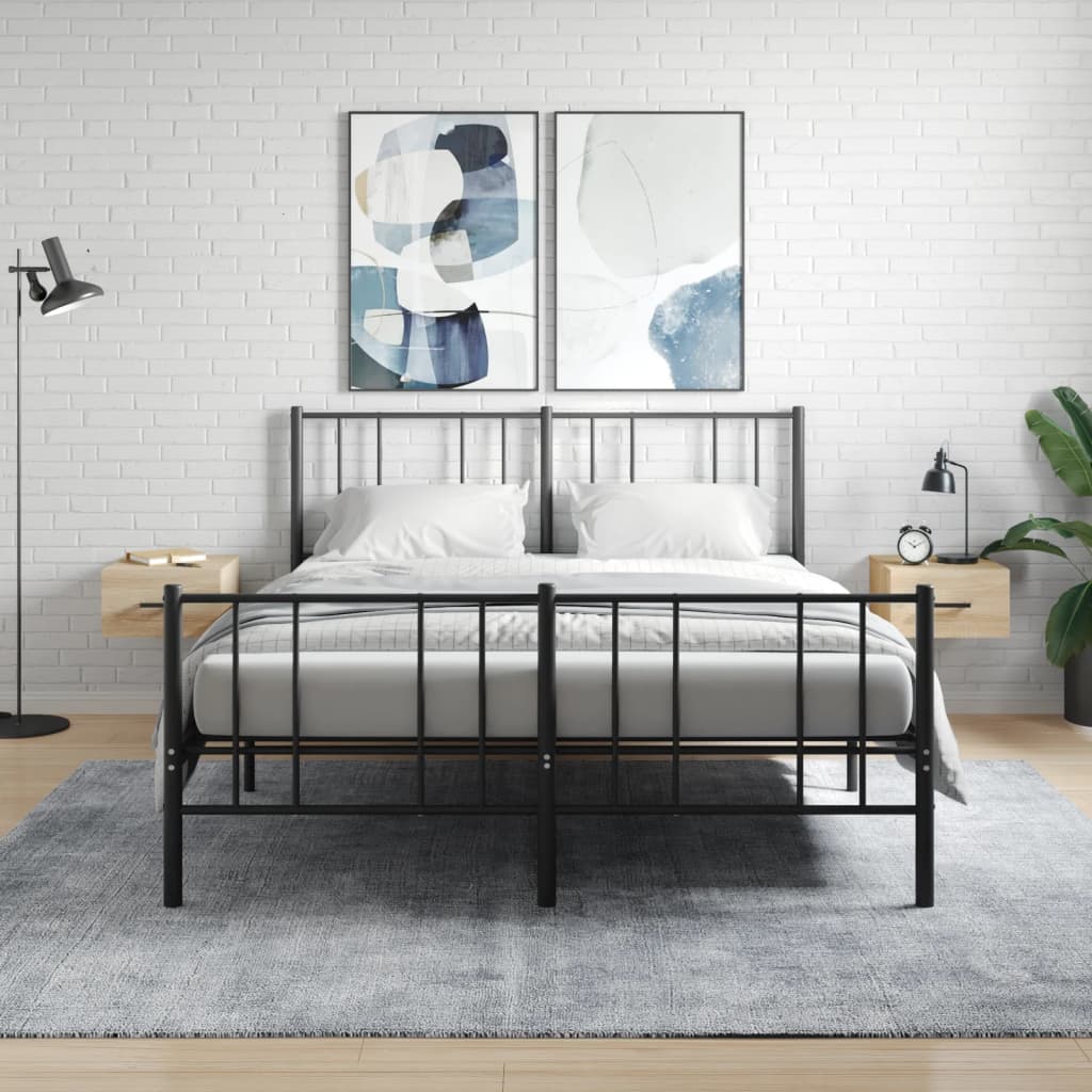 væghængte sengeborde 2 stk. 35x35x20 cm sonoma-eg