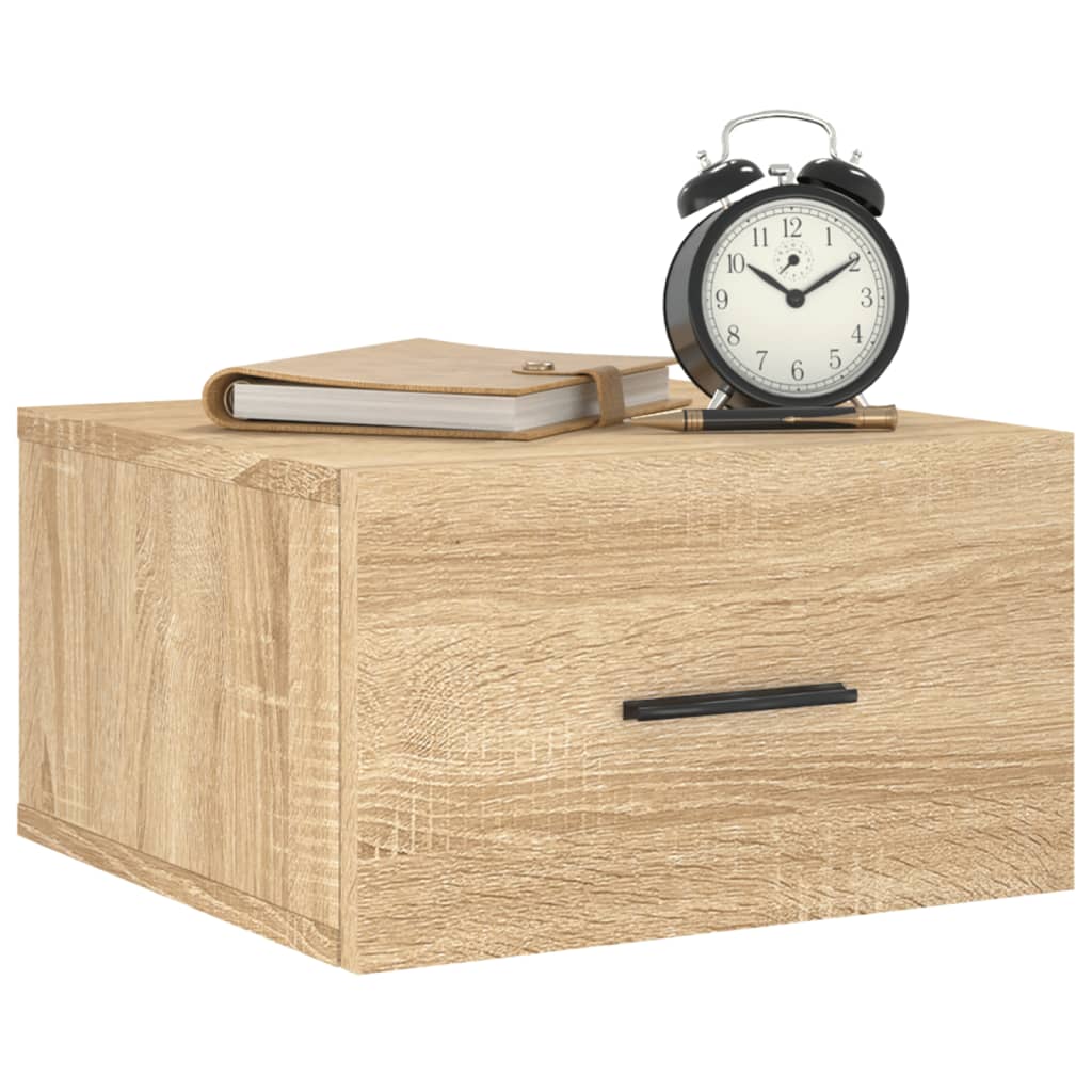 væghængt sengebord 35x35x20 cm sonoma-eg