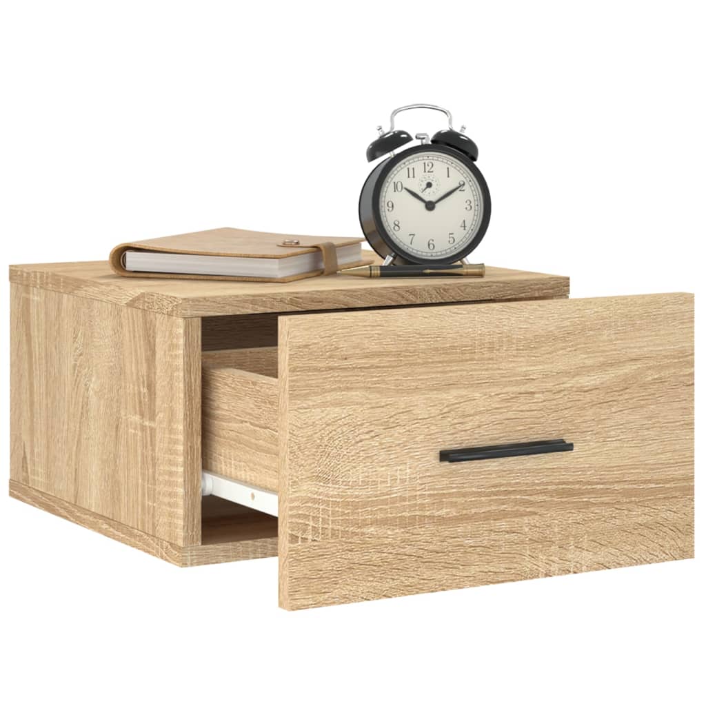 væghængt sengebord 35x35x20 cm sonoma-eg