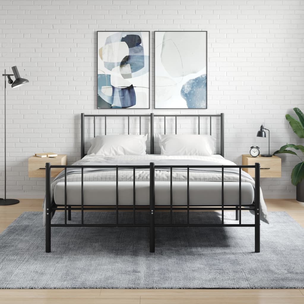 væghængte sengeborde 2 stk. 35x35x20 cm sonoma-eg