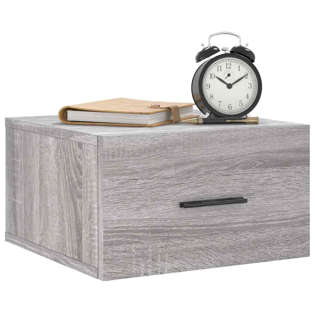 væghængte sengeborde 2 stk. 35x35x20 cm grå sonoma-eg