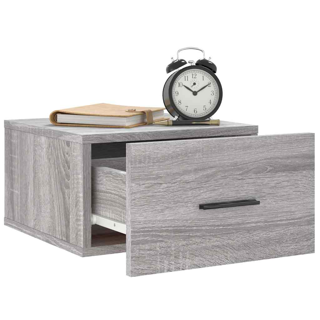 væghængte sengeborde 2 stk. 35x35x20 cm grå sonoma-eg