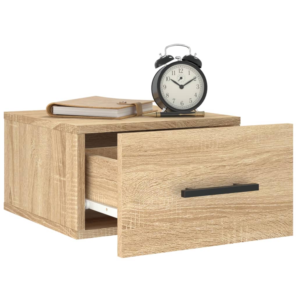 væghængt sengebord 35x35x20 cm sonoma-eg