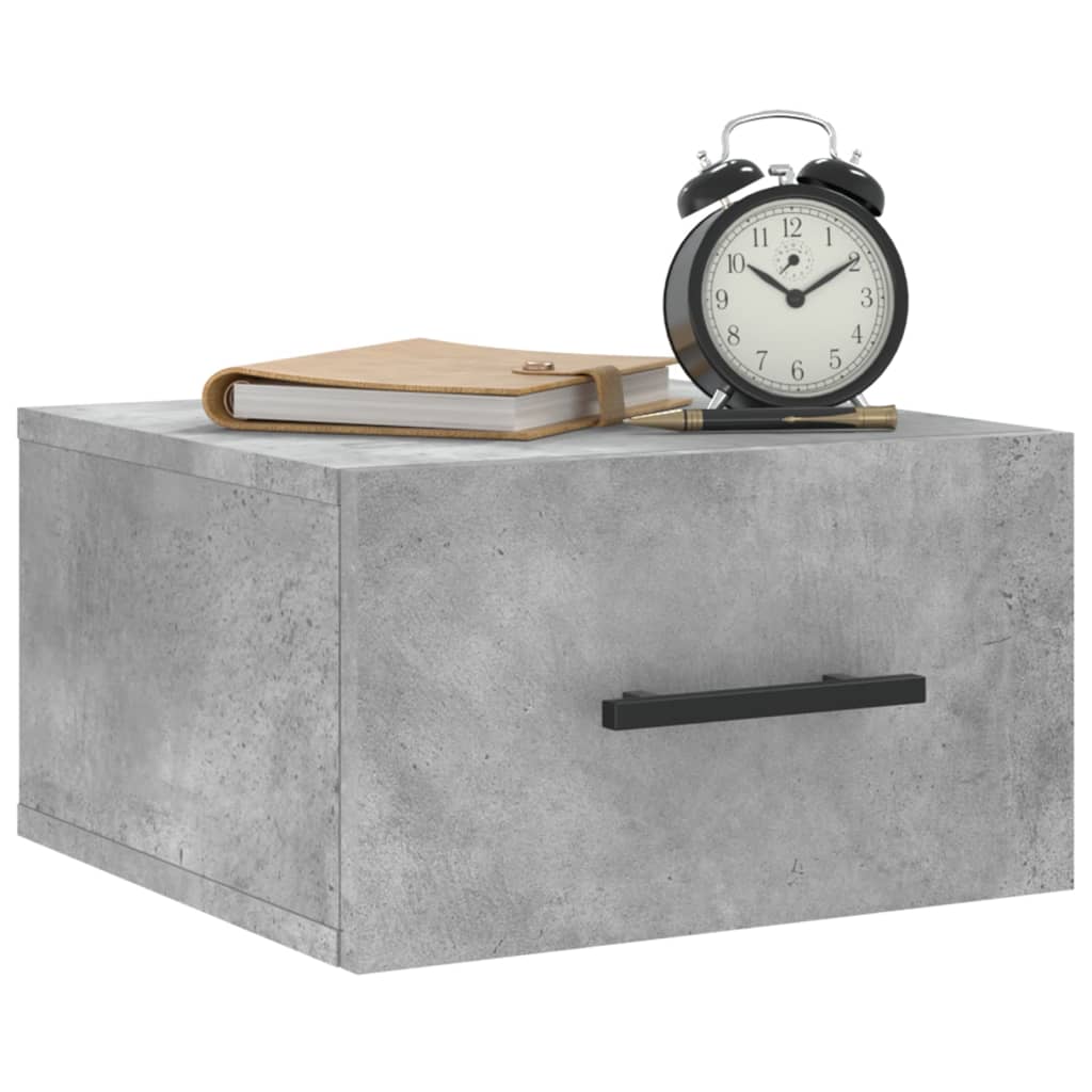væghængt sengebord 35x35x20 cm betongrå