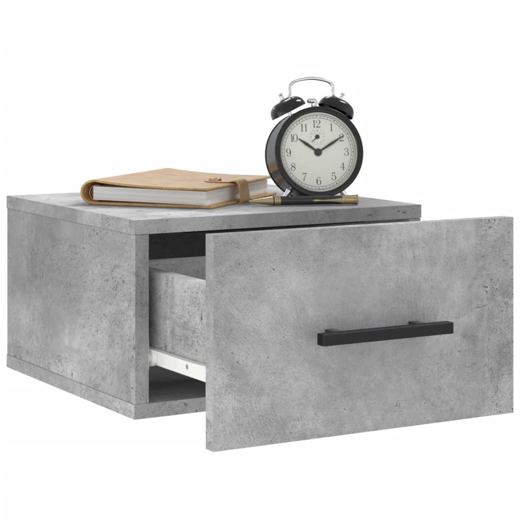 væghængt sengebord 35x35x20 cm betongrå