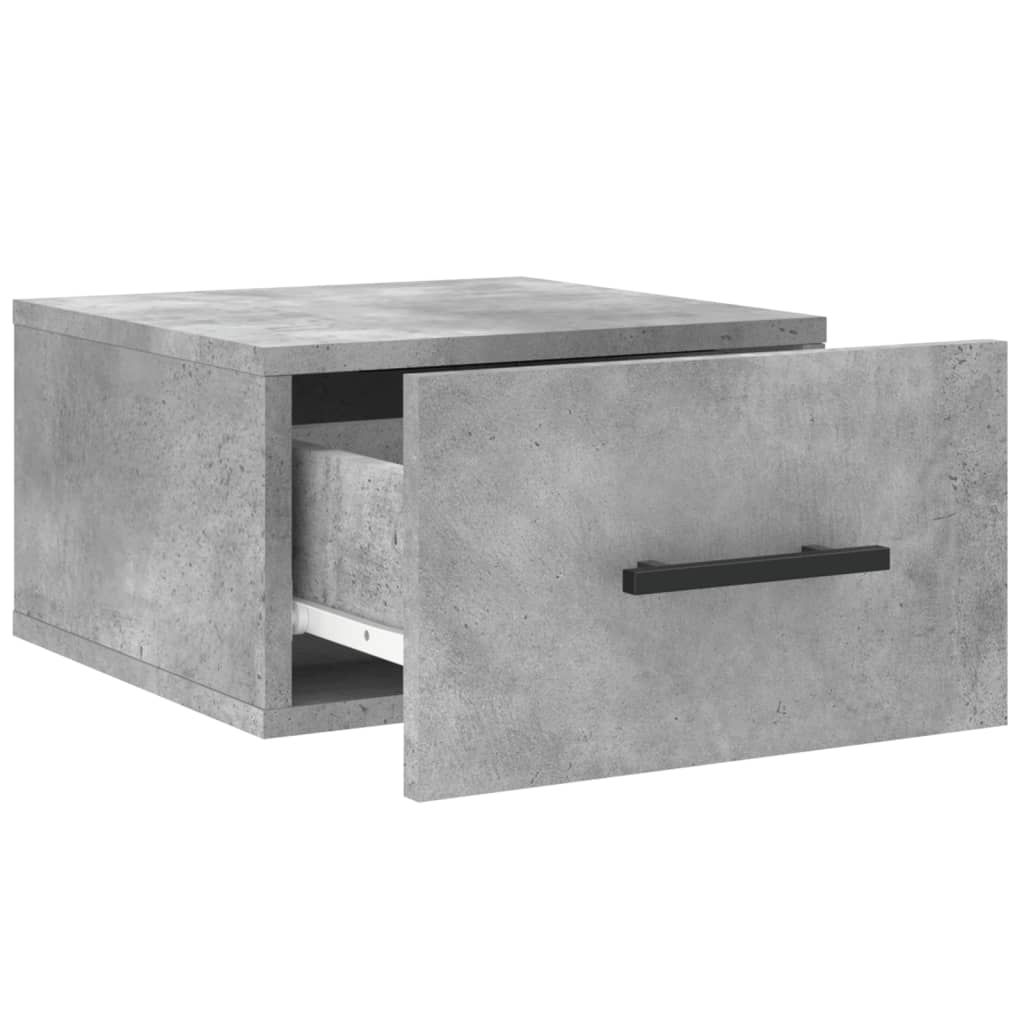 væghængt sengebord 35x35x20 cm betongrå