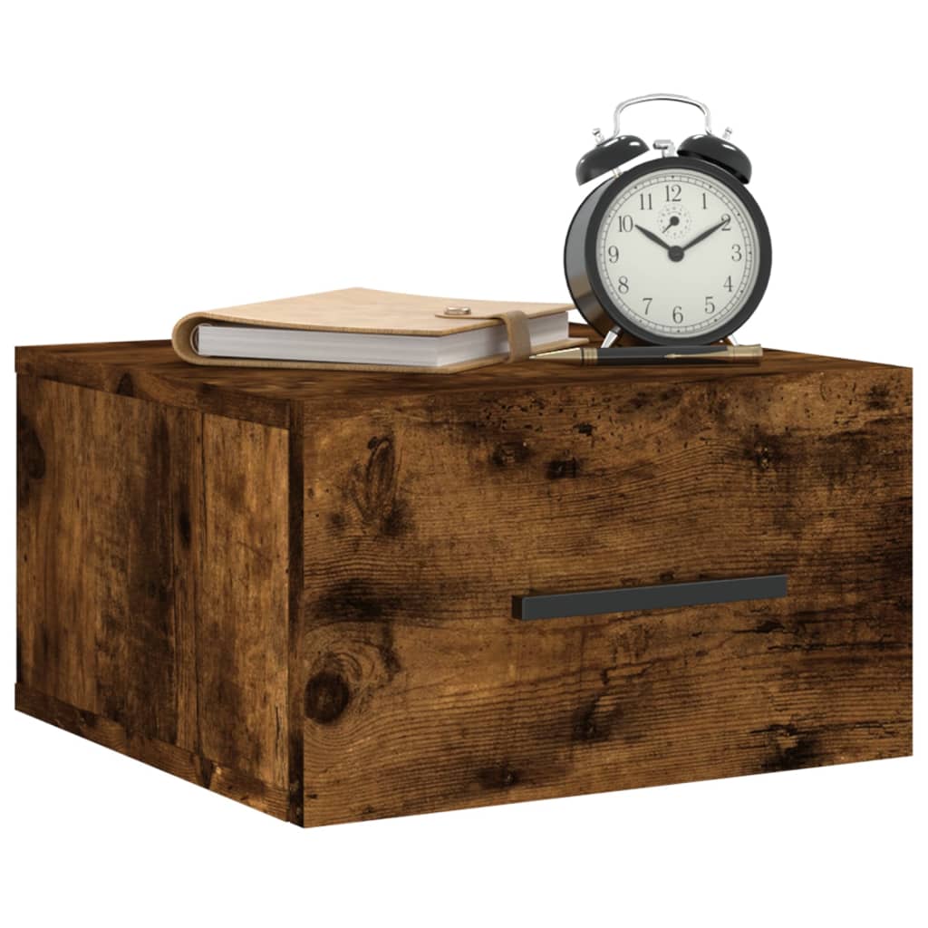 væghængt sengebord 35x35x20 cm røget egetræsfarve