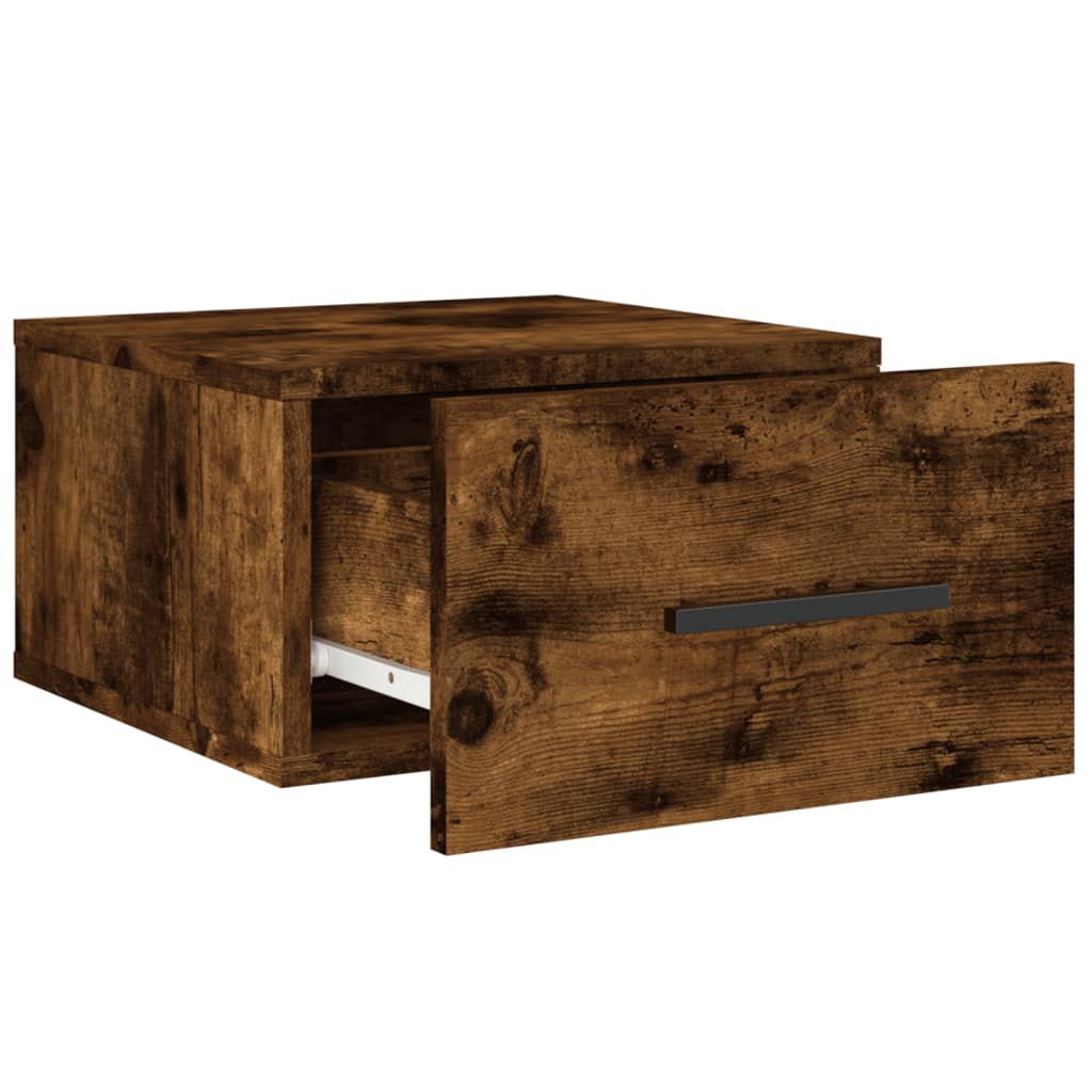 væghængt sengebord 35x35x20 cm røget egetræsfarve