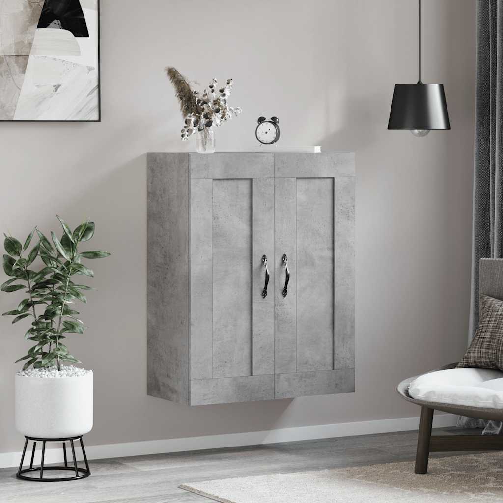 vægskab 69,5x34x90 cm konstrueret træ betongrå