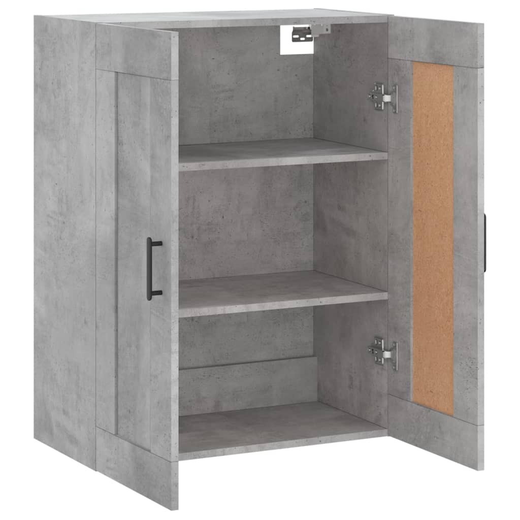 vægskab 69,5x34x90 cm konstrueret træ betongrå