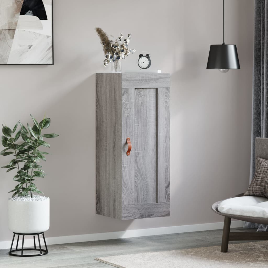 vægskab 34,5x34x90 cm konstrueret træ grå sonoma-eg
