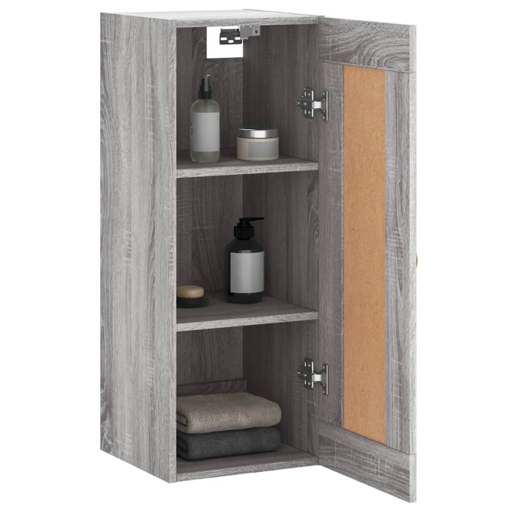vægskab 34,5x34x90 cm konstrueret træ grå sonoma-eg
