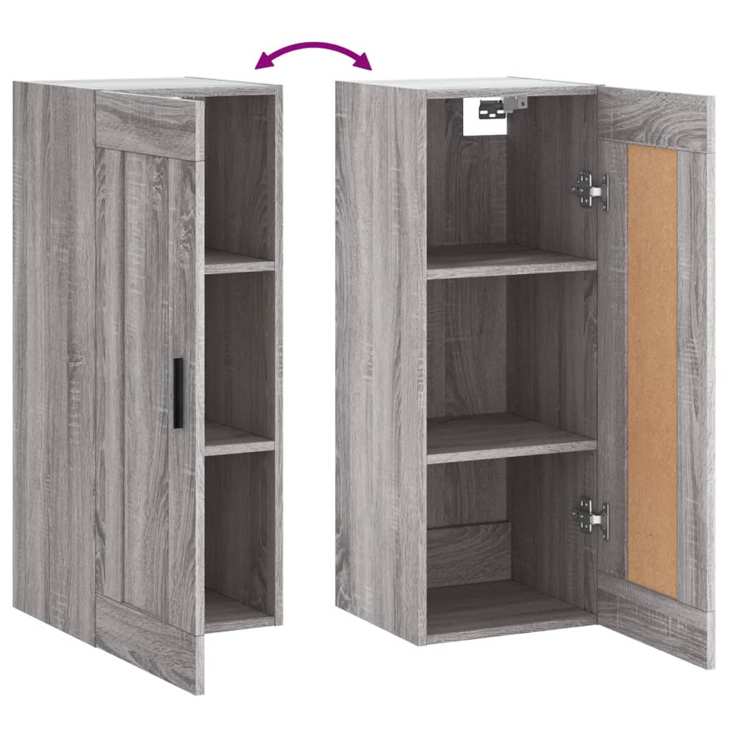 vægskab 34,5x34x90 cm konstrueret træ grå sonoma-eg