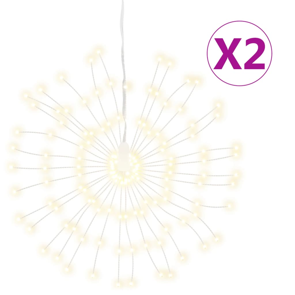 lysende starburst-dekoration 2 stk. 140 LED'er 17 cm varm hvid
