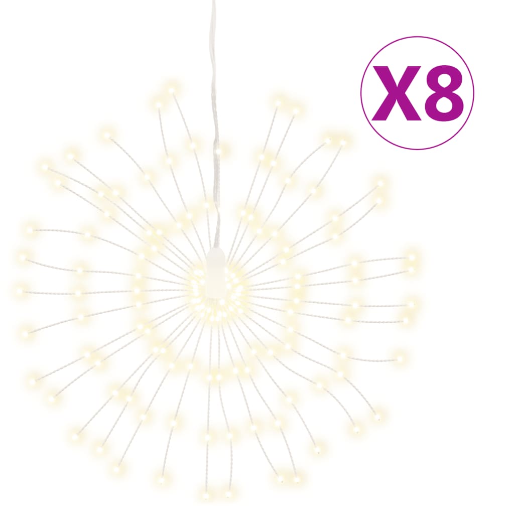 lysende starburst-dekoration 8 stk. 140 LED'er 17 cm varm hvid