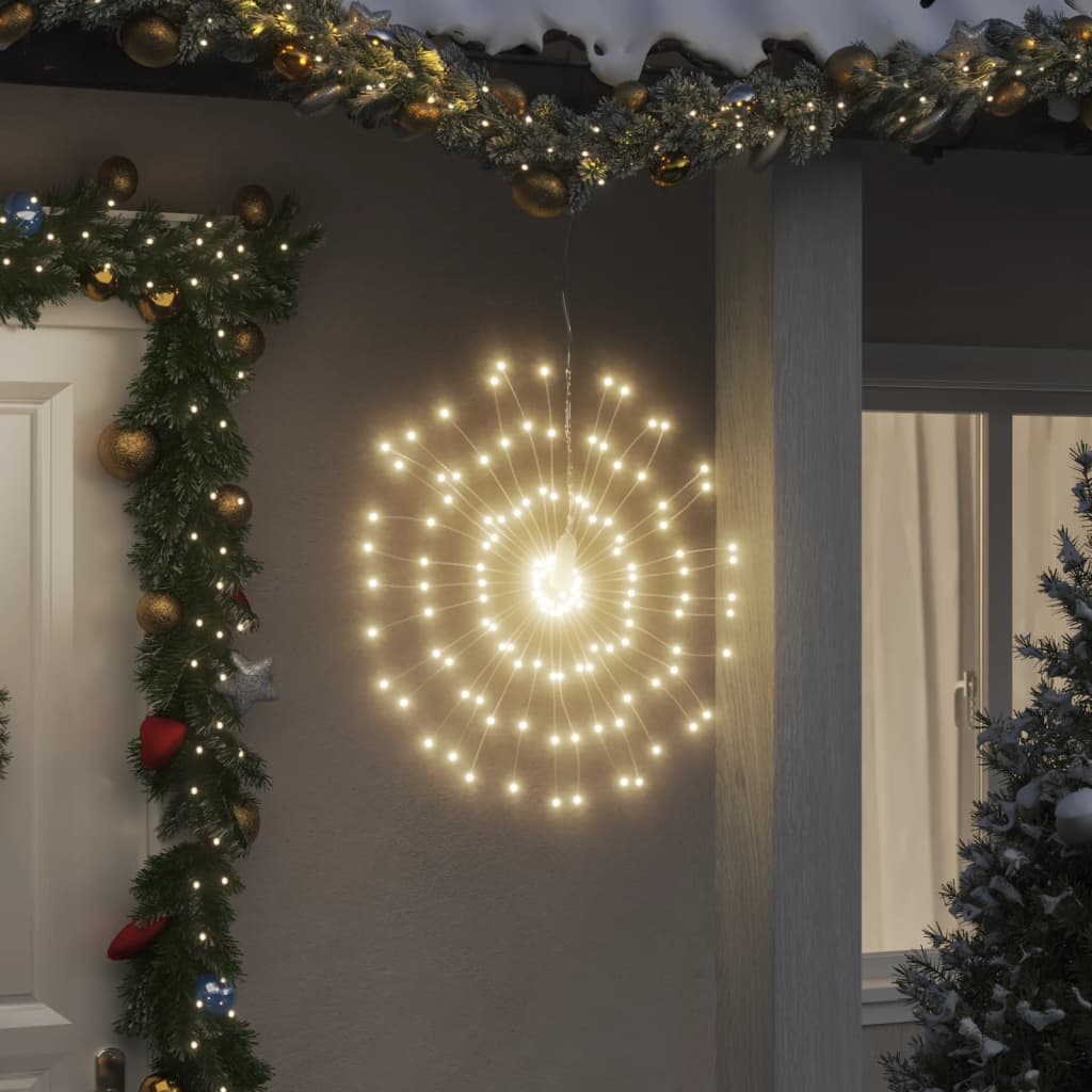 lysende starburst-dekoration 8 stk. 140 LED'er 17 cm varm hvid