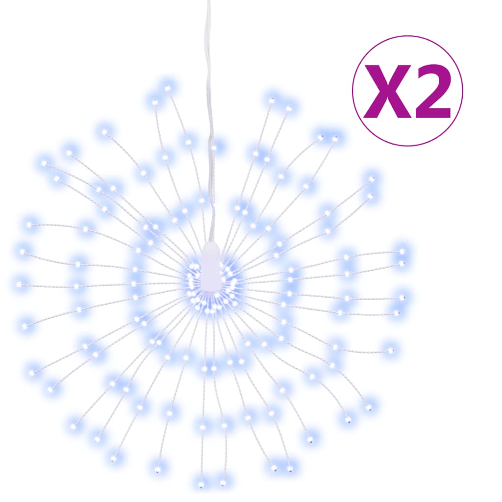lysende starburst-dekoration 2 stk. 140 LED'er 17 cm kold hvid