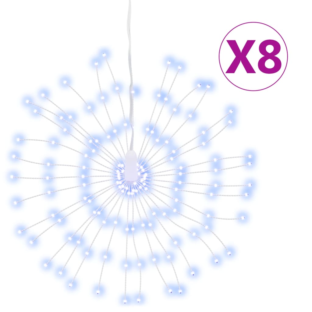 lysende starburst-dekoration 8 stk. 140 LED'er 17 cm kold hvid