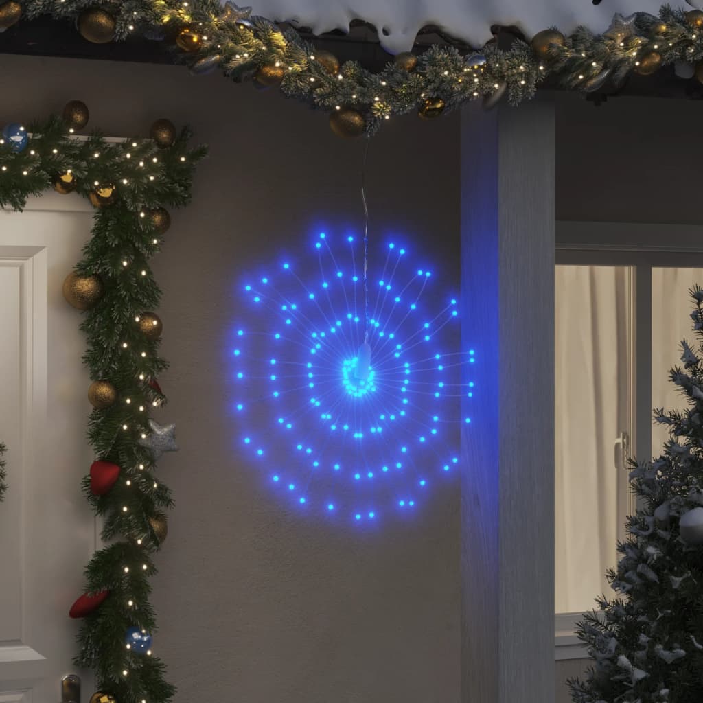 lysende starburst-dekoration 2 stk. 140 LED'er 17 cm blåt lys