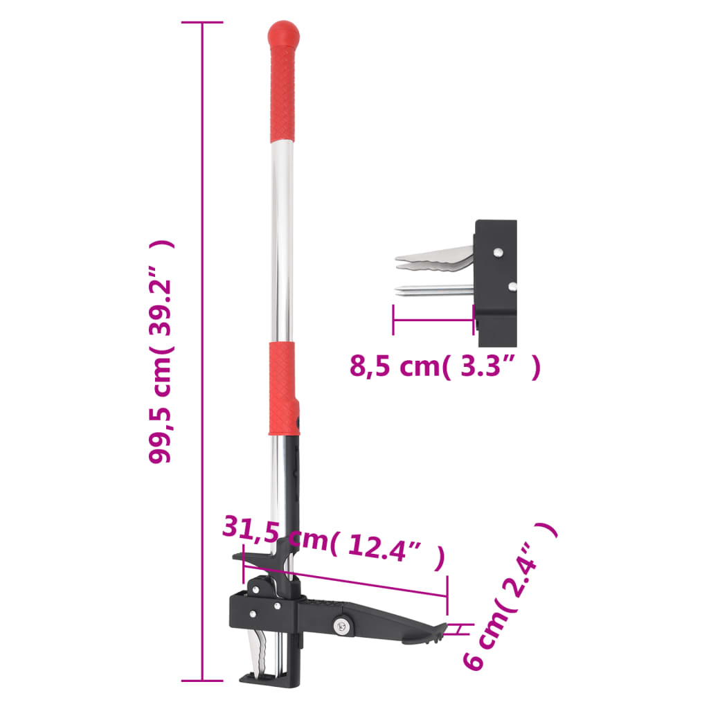 ukrudtsfjerner 99,5 cm anodiseret aluminium rød og sølvfarvet