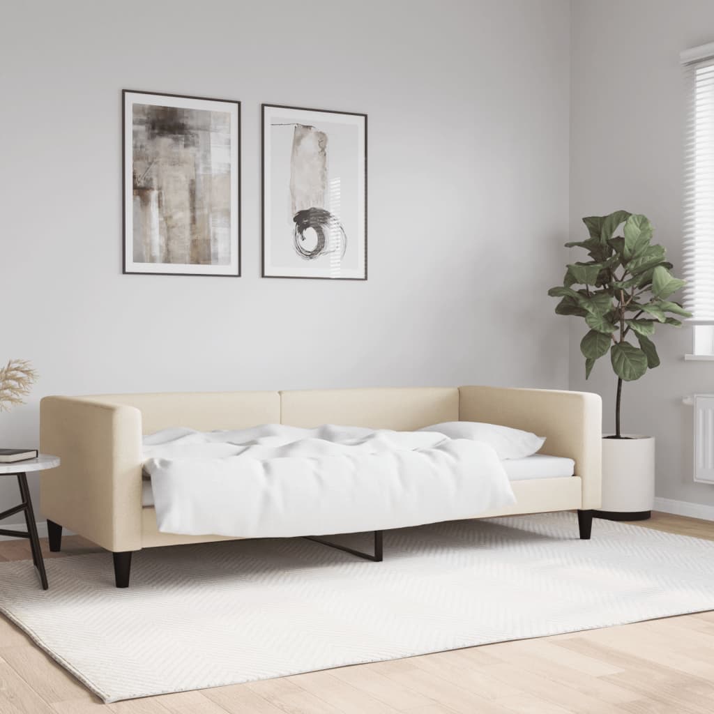 daybed 90x200 cm stof cremefarvet