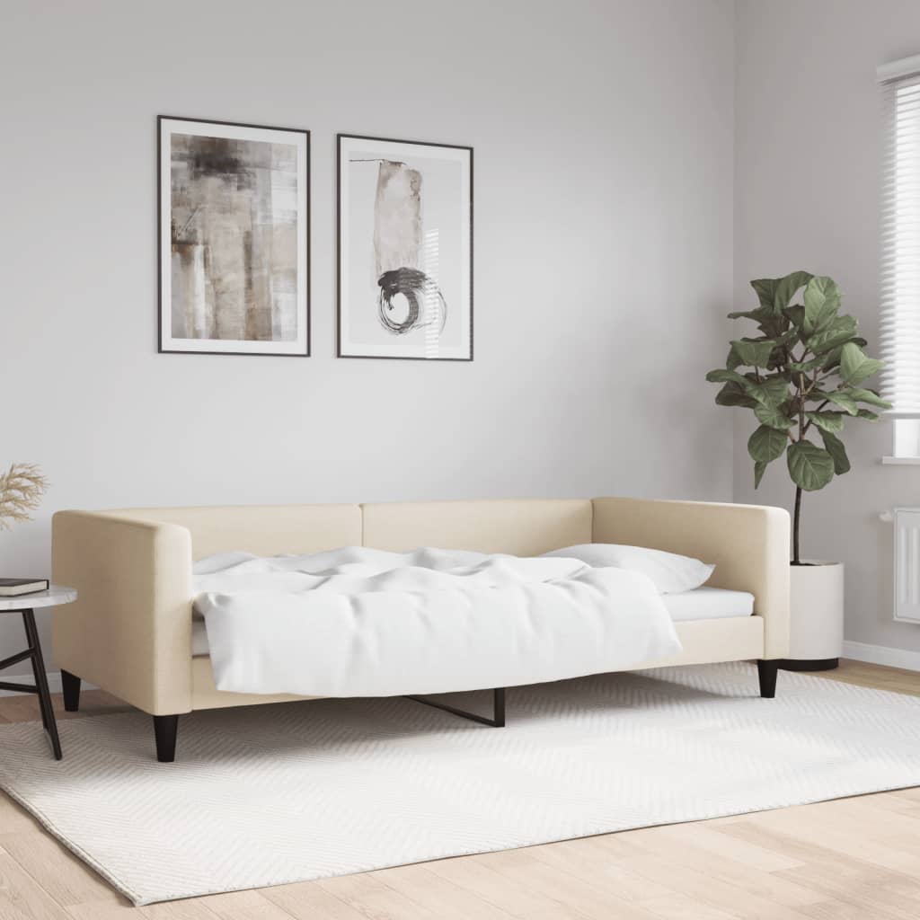 daybed 100x200 cm stof cremefarvet