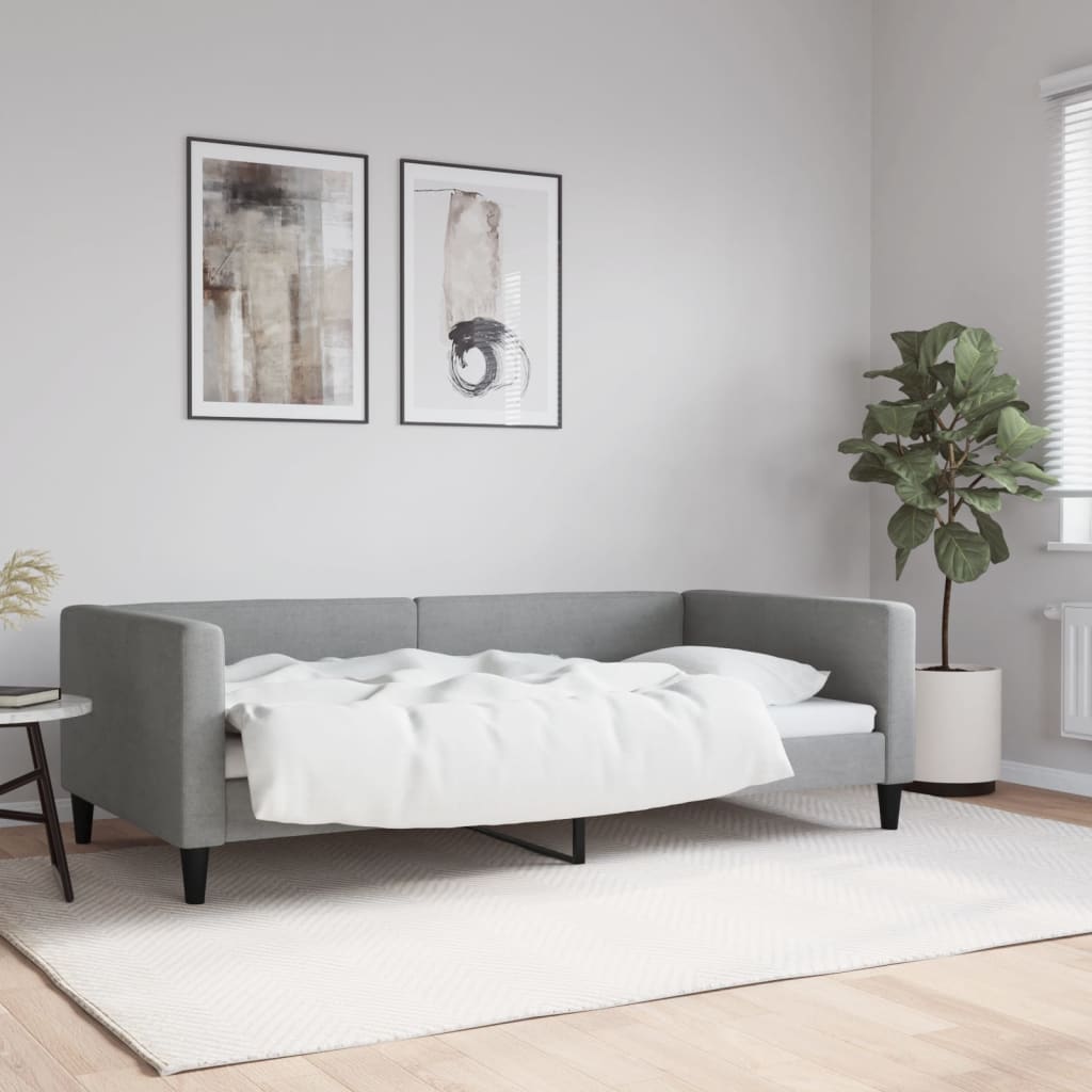 daybed 100x190 cm stof lysegrå