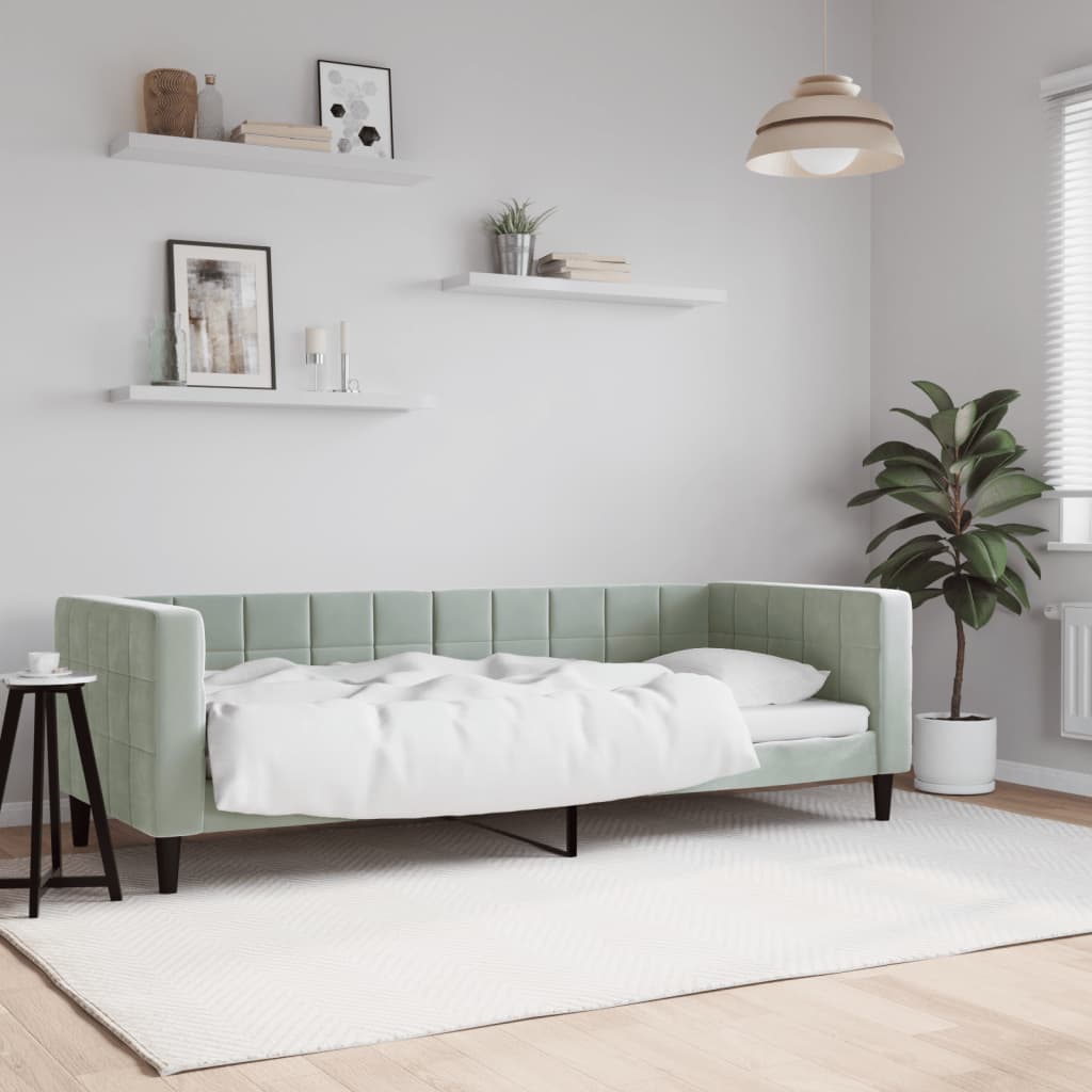 daybed 80x200 cm velour lysegrå