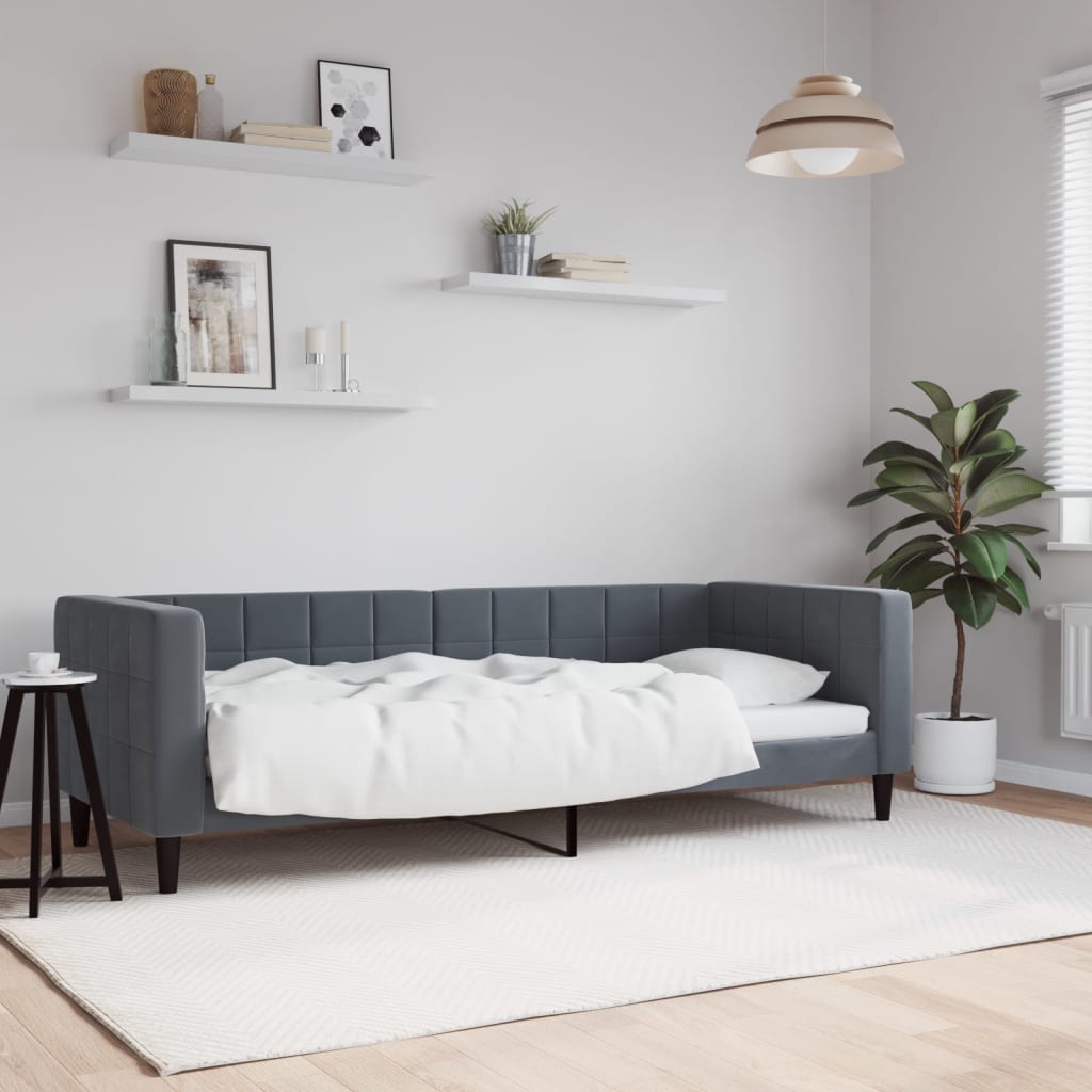 daybed 80x200 cm velour mørkegrå